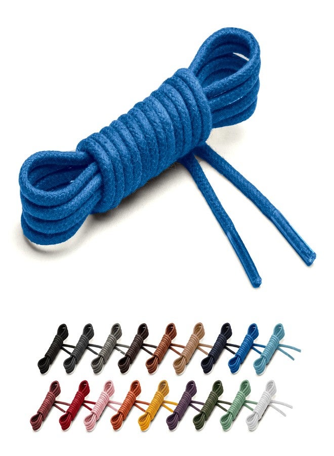 Benchmark Basics Cobalt 36" Round Waxed Cotton Shoelaces | 2mm (5/64”) Width (36 Inches, Cobalt) - Image 1